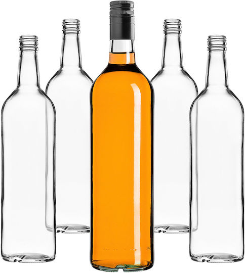 Glass Bottle 1000ml Long Black Cap 1 Pc