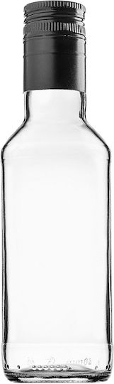 Glass Bottle 200ml Long Black Cap 1 Pc