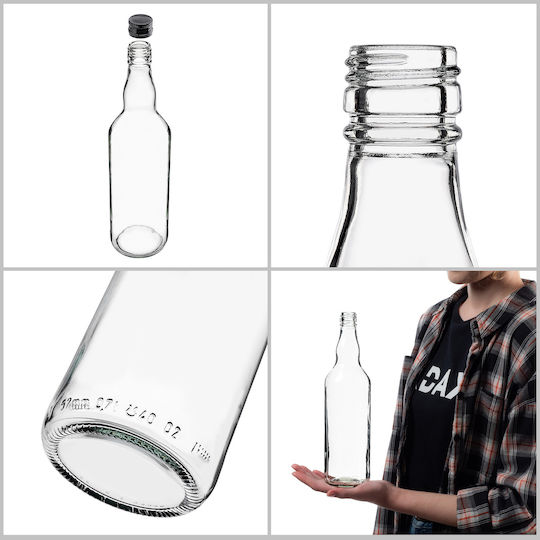 Sticlă De Sticlă 700ml Capac Negru 1 Buc