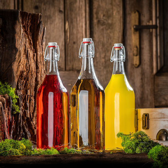 Glass Bottle 1l 1000 Ml Liqueurs Wine Drinks Mechanical Cork