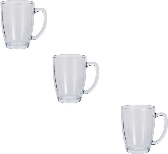 Excellent Houseware Κούπα Γυάλινη Διάφανη 400ml 3τμχ