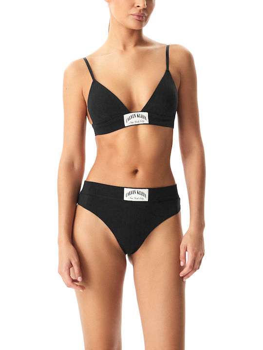 Cotton High Waist Women's String Black