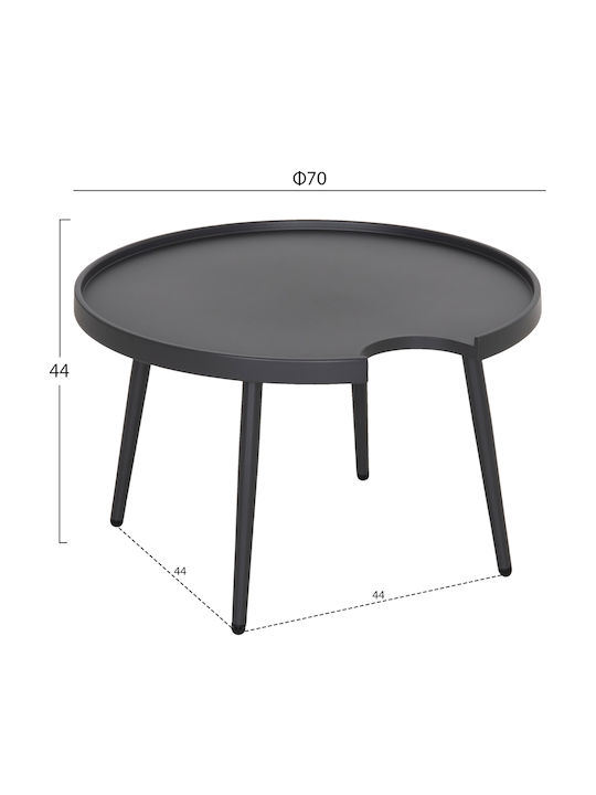 Garten- und Terrassentisch für kleine Außenräume Aluminium Teroc Grau 70x70x44cm