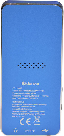 Denver MP4 Player (4GB) με Οθόνη 1.8" Μπλε S0470093