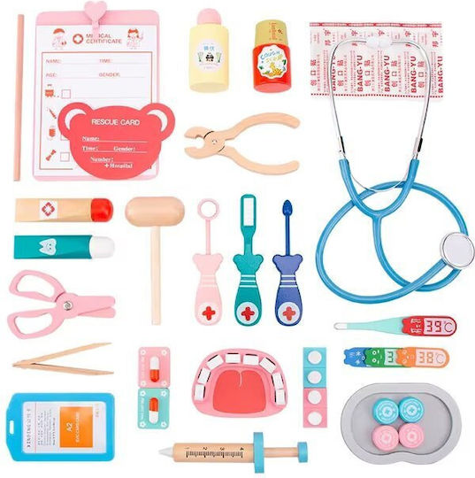 MalPlay Set Medical Pentru Copii Din Lemn Pentru 3+ Ani 20 Bucăți