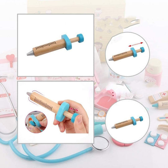 MalPlay Set Medical Pentru Copii Din Lemn Pentru 3+ Ani 20 Bucăți