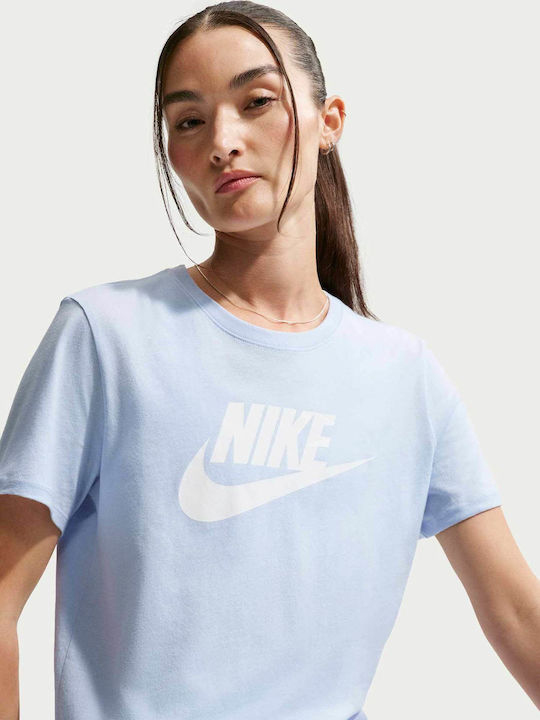 Nsw Damen Bluse Aus Baumwolle Kurzärmelig Blau