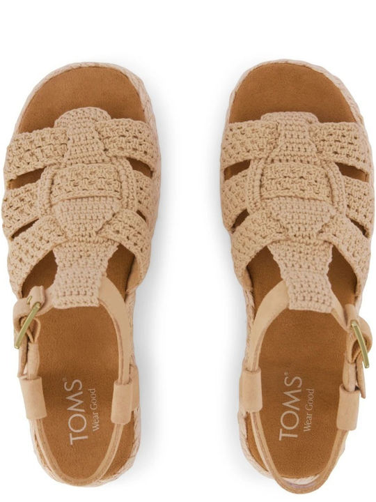 Δερμάτινα Γυναικεία Σανδάλια Flatforms Καφέ
