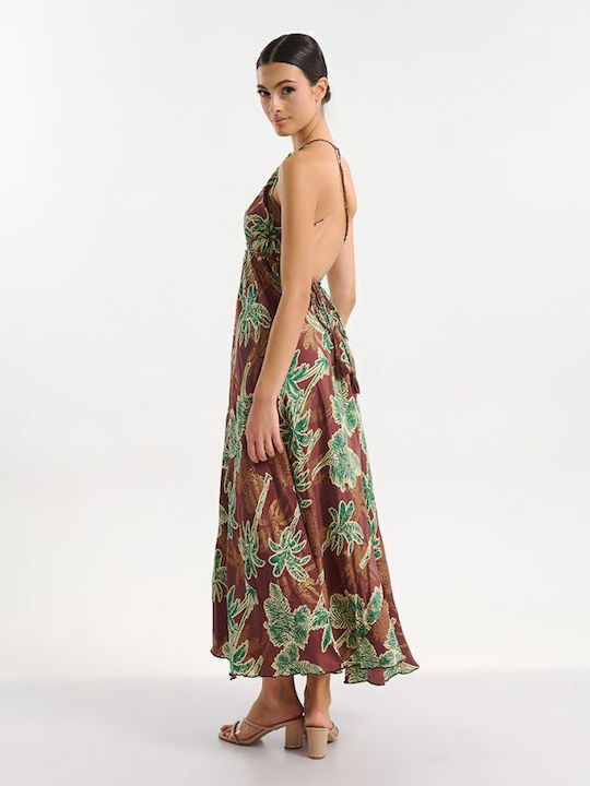 Summer Midi Dress Brown/Green