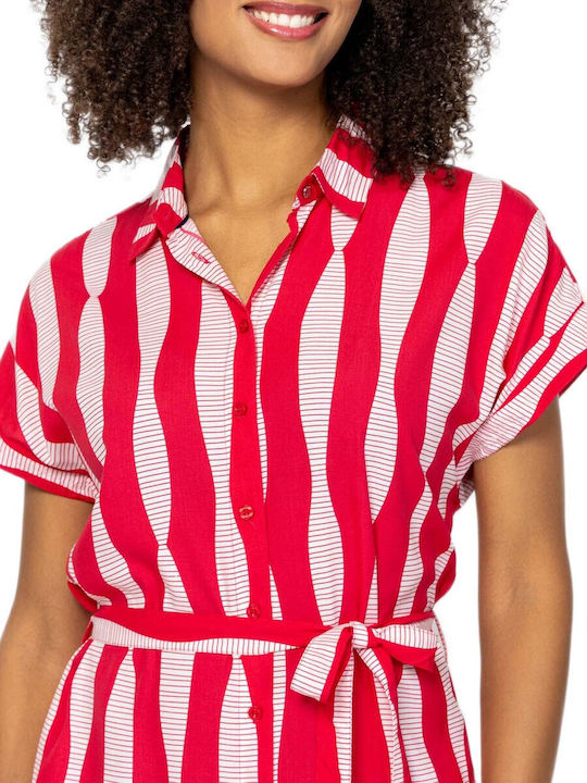 Summer Midi Shirt Dress Fuchsia