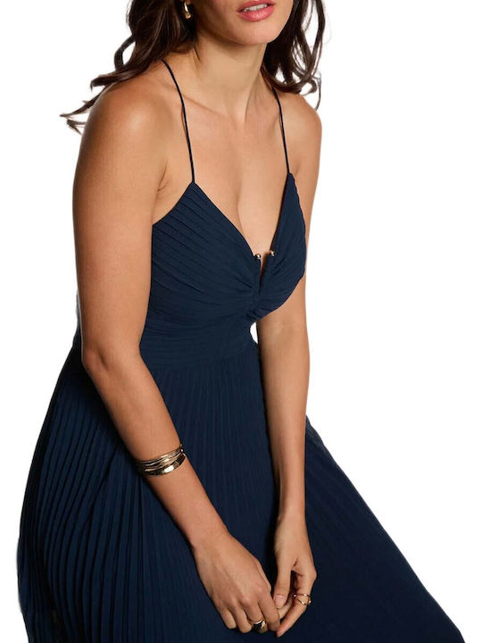 Summer Maxi Dress for Wedding Christening Open Back Blue
