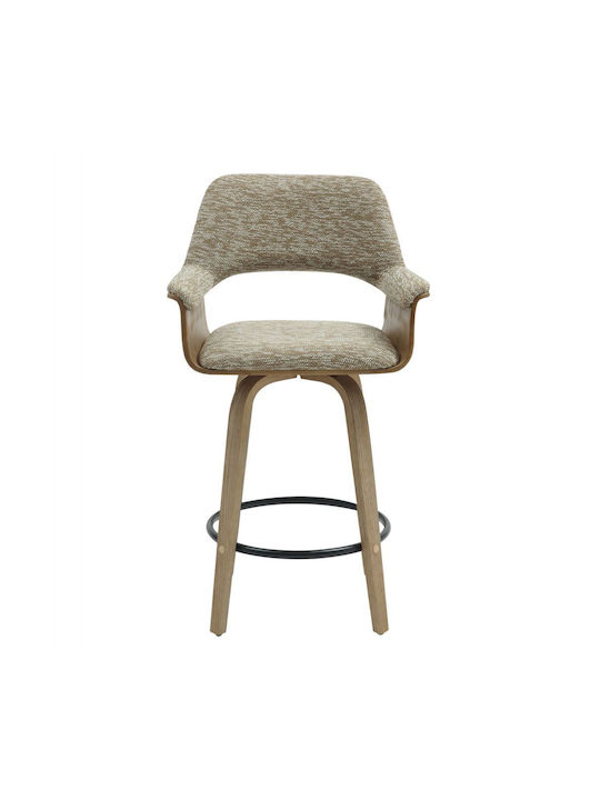 Bar Stool with Backrest Upholstered with Fabric Clipp Whitewash 2pcs