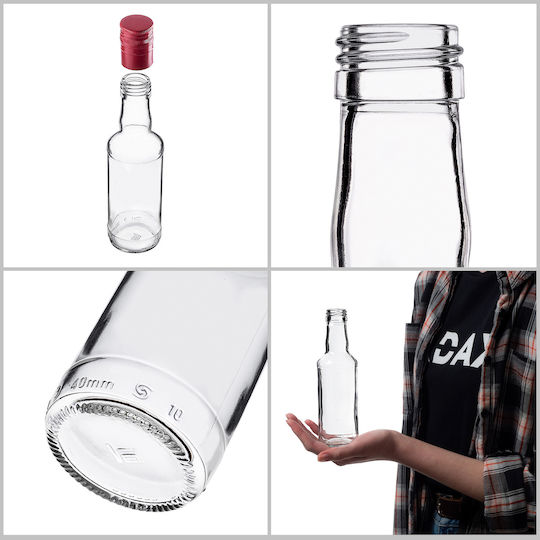 Glass Bottle 200ml Long Red Cap 1 Pc