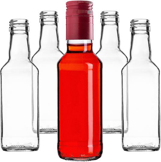 Glass Bottle 200ml Long Red Cap 1 Pc