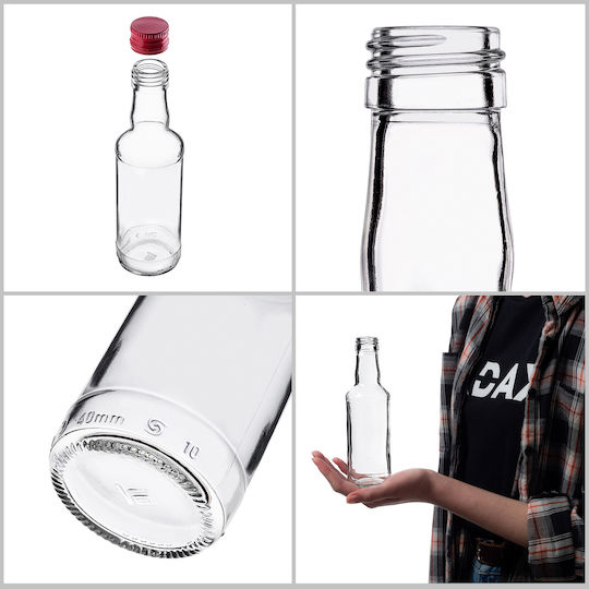 Glass Bottle 200ml Red Cap 1 Pc