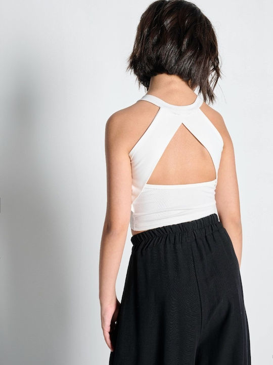 Kinderoberteile Crop Top Ärmellos Ecru