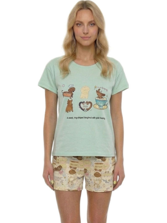Caress Caress Damen Schlafanzug & Pyjamas Sommer Türkis