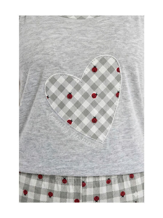 Caress Sommerliches Damen-Schlafanzug-Set Baumwollene Grau