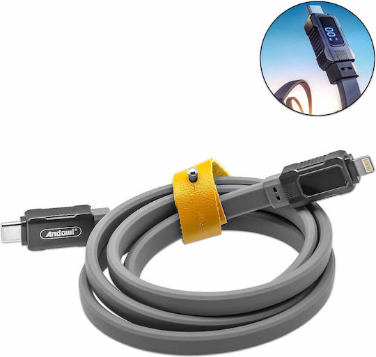 Andowl Qsj07 USB 2.0 Cable USB-C male - USB-C 30W PD Γκρι Q-SJ07