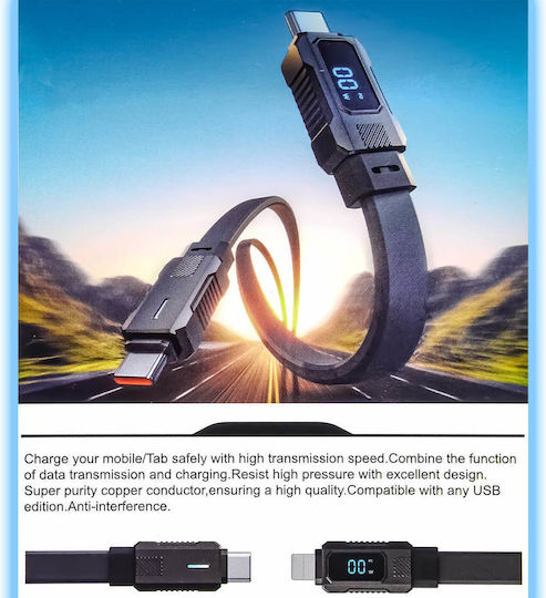 Andowl Qsj07 USB 2.0 Cable USB-C male - USB-C 30W PD Γκρι Q-SJ07