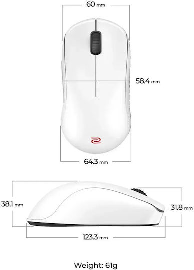Zowie U2-DW 4K Ασύρματο Gaming Ποντίκι 3200 DPI Λευκό