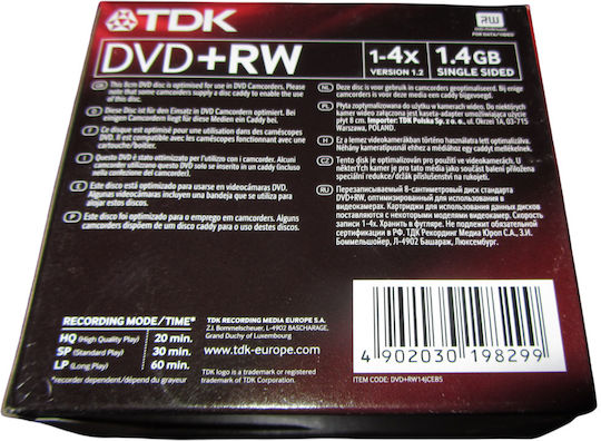 TDK Wiederbeschreibbare DVD+RW 4x 1.4GB 5Stück