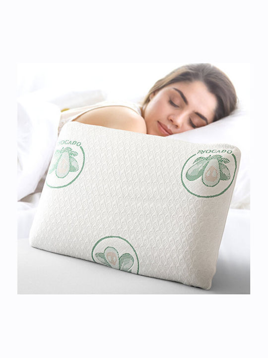 Stewehome Set of 3 Bed Pillows Avocado Visco Cotton Made With Neck Support and Zipper Green 50x70cm