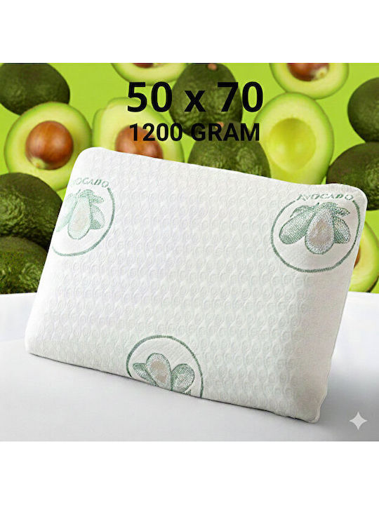 Stewehome Set of 3 Bed Pillows Avocado Visco Cotton Made With Neck Support and Zipper Green 50x70cm