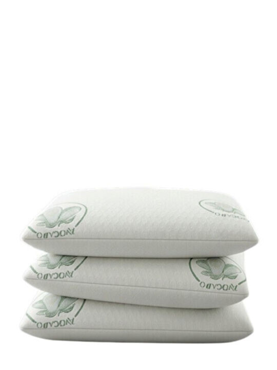 Stewehome Set of 3 Bed Pillows Avocado Visco Cotton Made With Neck Support and Zipper Green 50x70cm