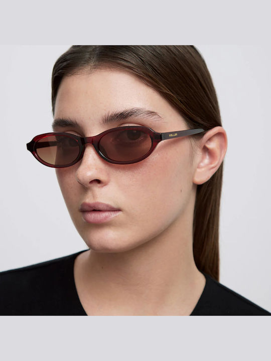 Meller Luma Unisex Sunglasses with Red Horn-Rimmed Frame and Red Polarized Lenses