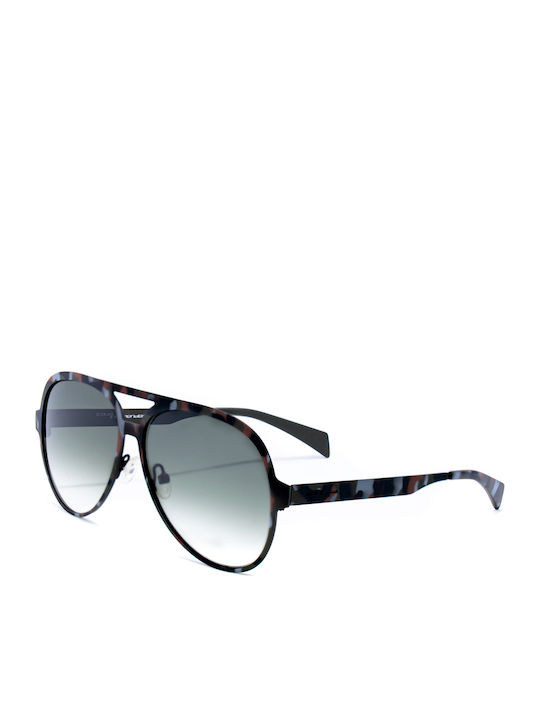 Italia Independent Herren Sonnenbrille mit Marineblauem Horn umrandetem Rahmen und Grünem Glas 0021.093.000