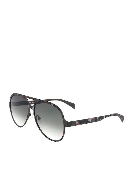 Italia Independent Herren Sonnenbrille mit Marineblauem Horn umrandetem Rahmen und Grünem Glas 0021.093.000