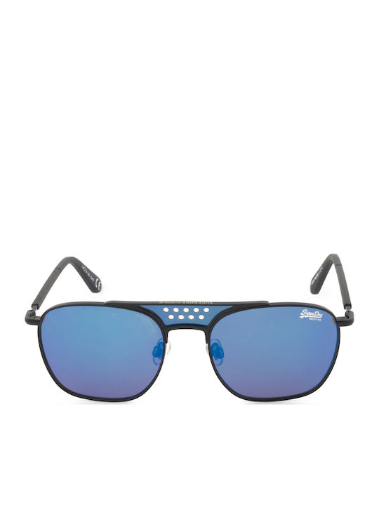 Superdry Trophy Men's Sunglasses with Black Metal Frame and Blue Lens
