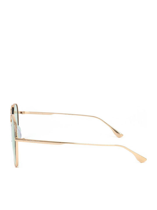 Bolon Damen Sonnenbrillen mit Gold Metall Gestell und Grün Linse BL7155A68