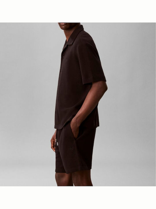 Short Sleeve Cotton Shirt in Wide Fit Black