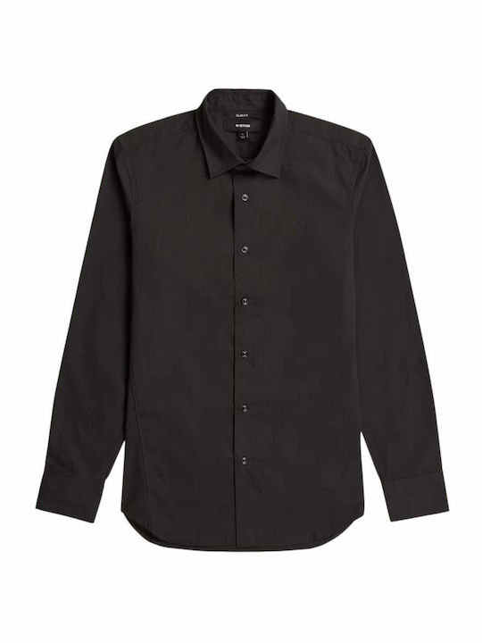 Uniform Langärmeliges Herrenhemd in Enge Passform Schwarz