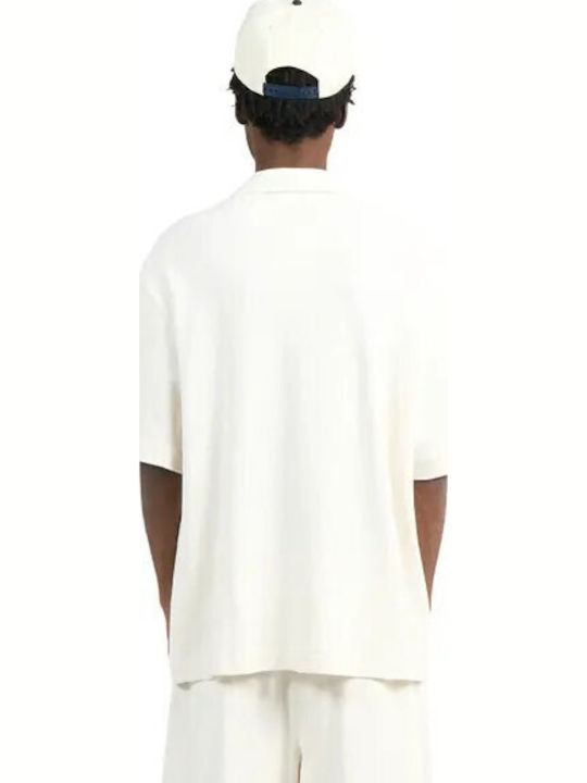 Short Sleeve Cotton Shirt in Wide Fit Ecru