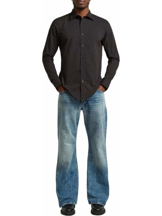Uniform Langärmeliges Herrenhemd in Enge Passform Schwarz