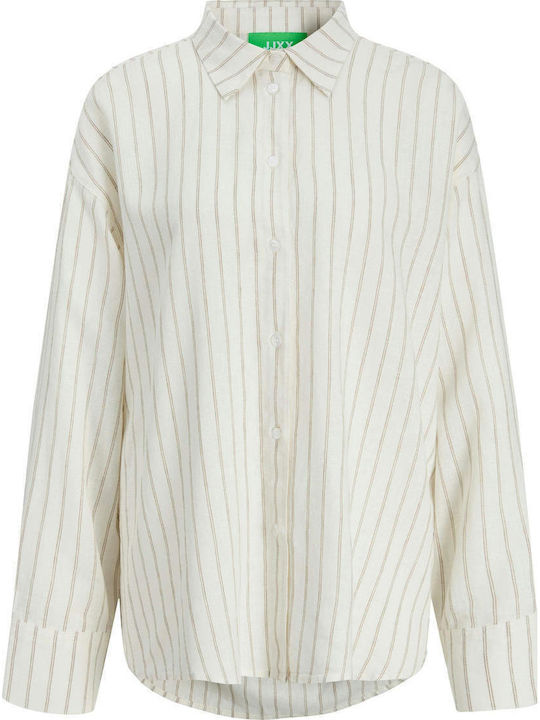 Long Sleeve Women's Linen Shirt Off White