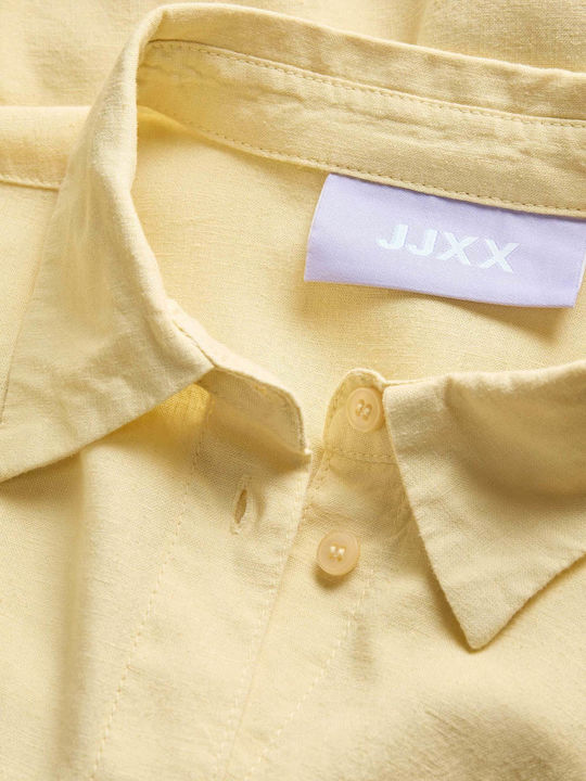 Long Sleeve Women's Linen Shirt Yellow