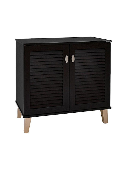FP-01 Wooden Shoe Organizer with 4 Shelves Wenge 75x36.8x74.5cm