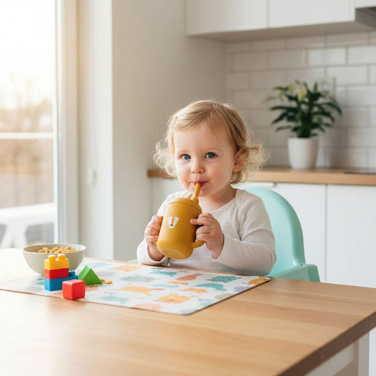 Queen Mother Baby Toddler Cup Mustard Lion, made of Silicone Yellow 120ml