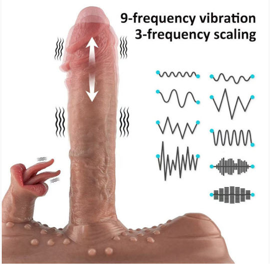 Aph Realistic Triple Stimulation Vibrator Tongue Penis Shape With Suction Cup And Remote Control Qsgj-014