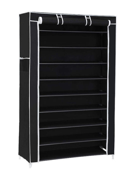 Fabric Shoe Organizer with 9 Shelves Black 88x28x160cm