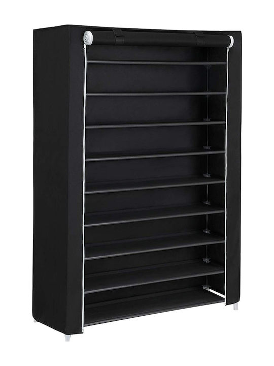 Stoff Schuhschrank mit 9 Regalen Schwarz L100xW28xH162cm