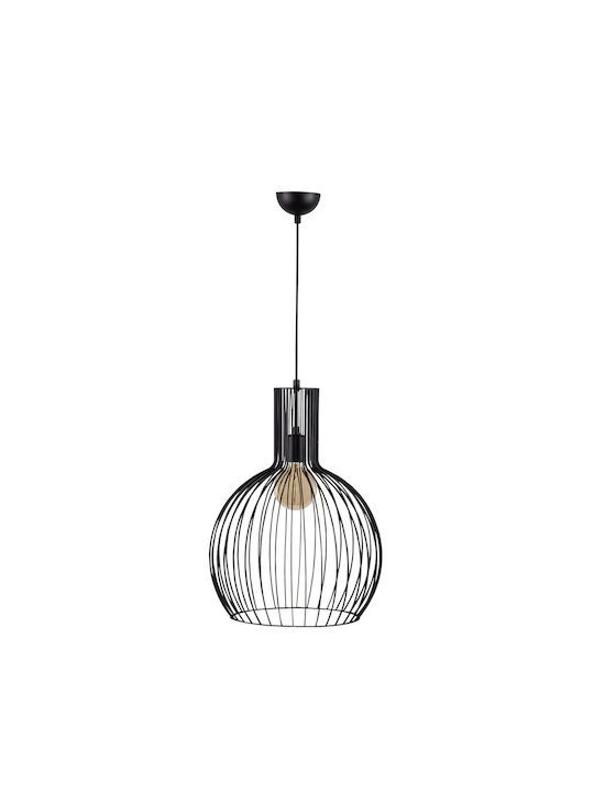 Fellini Adjustable Pendant Light Black Grid with Socket E27 38cm