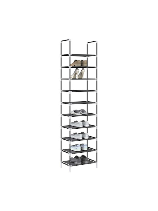 Vidaxl Стелаж за обувки 10 нива черен 44x28x180 см черен