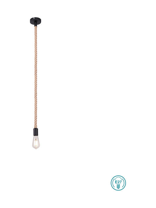 Globo Lighting Ulleu Pendant Light Black with Rope for Socket E27