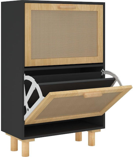 Dulap Pantofi Din Lemn Masiv Cu 2 Rafturi Negru 52x25x80cm 345646 Dulap Pantofi Din Lemn Masiv Cu 2 Rafturi Negru 52x25x80cm 345646