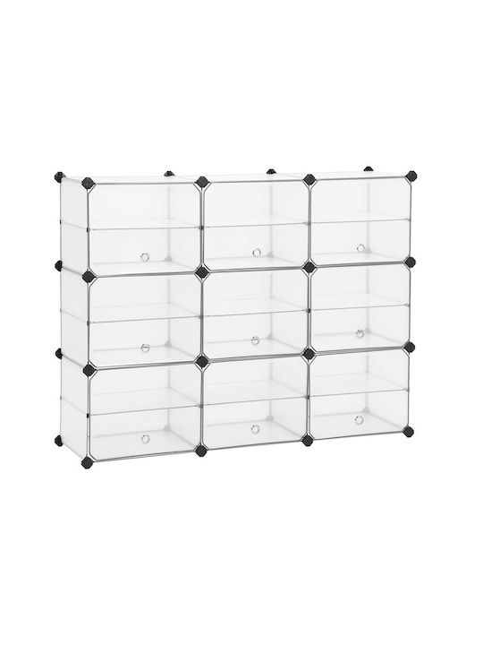 Plastic Shoe Organizer with 9 Shelves White 123x31x93cm